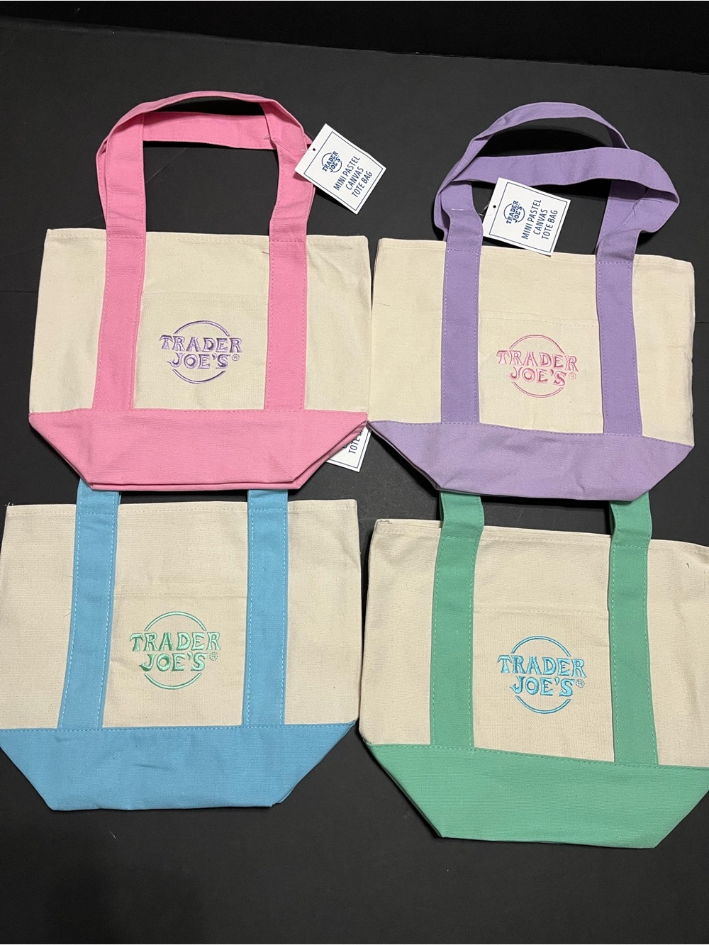 Trader Joe's Mini Canvas Tote Bag - Set of all four